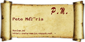 Pete Mária névjegykártya